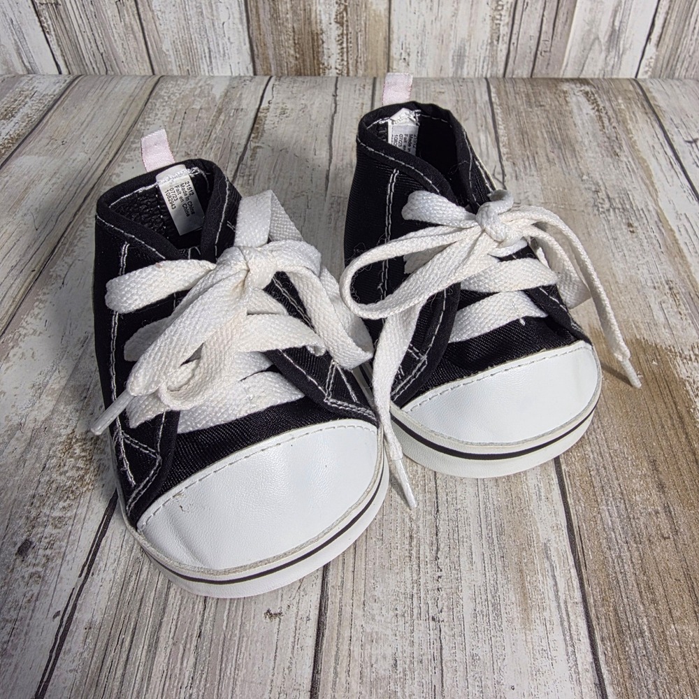 Build-A-Bear Workshop Black Canvas High Top Sneakers Plush Toy Shoes B-A-B Logo - Picture 5 of 6